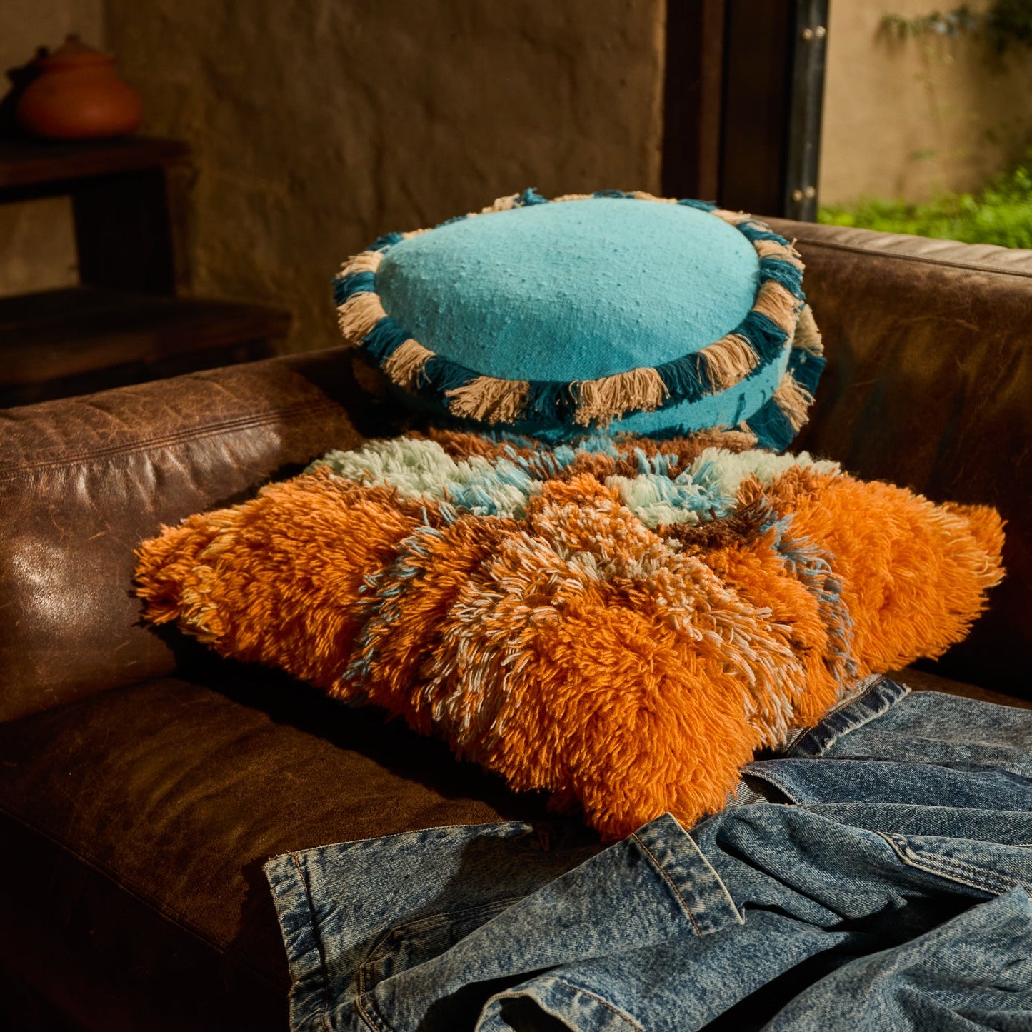 Sage X Clare - Frances Shag Cushion - Sable