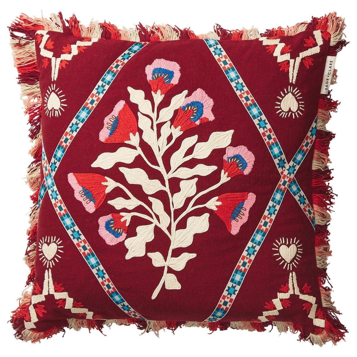 Sage X Clare - Quinn Embroidered Cushion