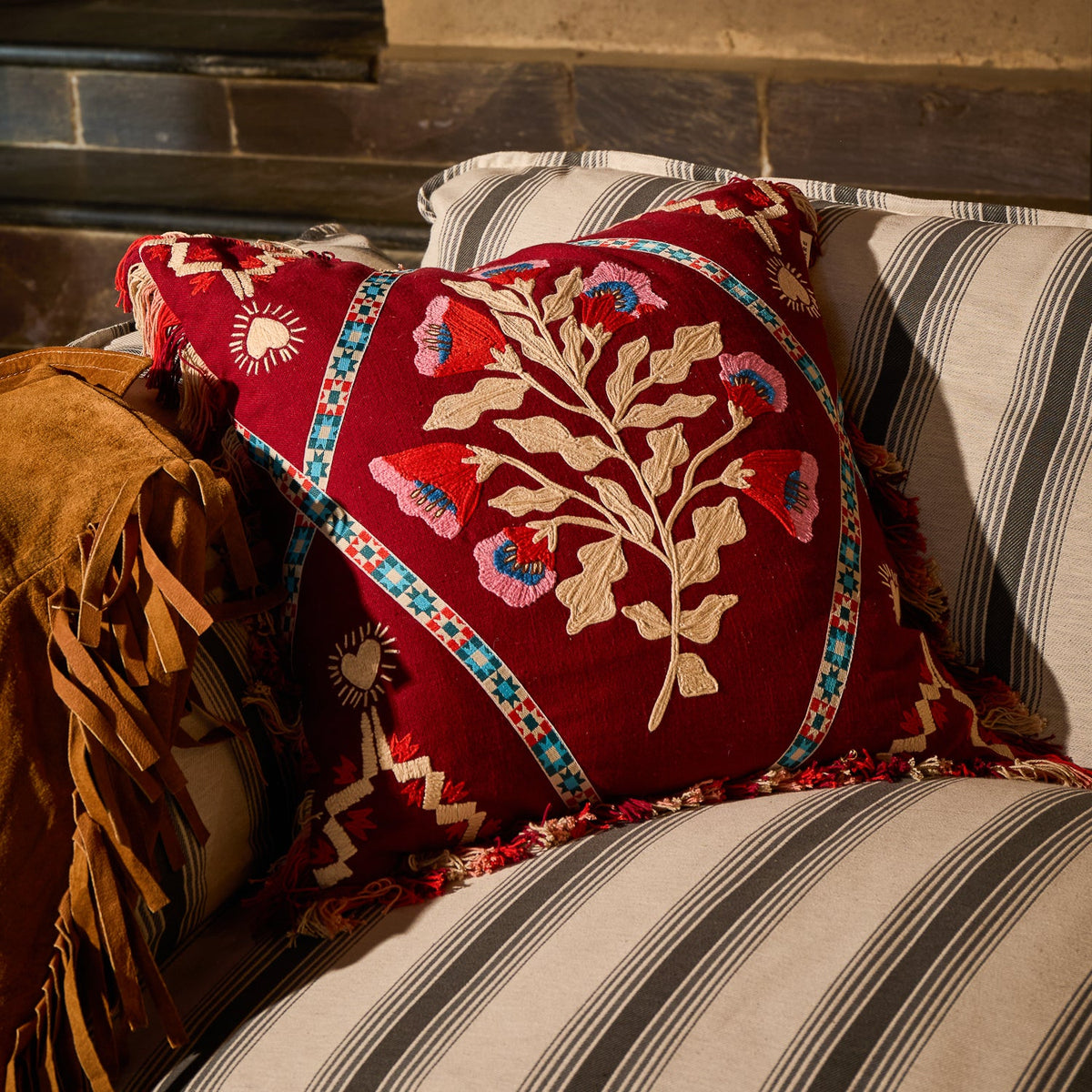 Sage X Clare - Quinn Embroidered Cushion