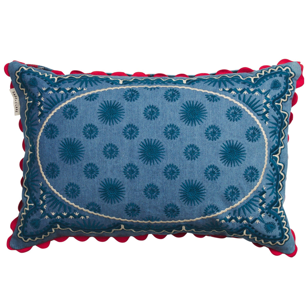 Sage X Clare - Anneliese Reversible Denim Cushion - Poppy