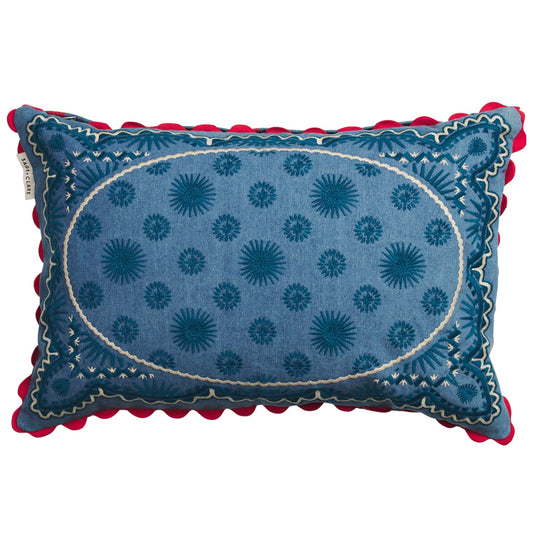 Sage X Clare - Anneliese Reversible Denim Cushion - Poppy
