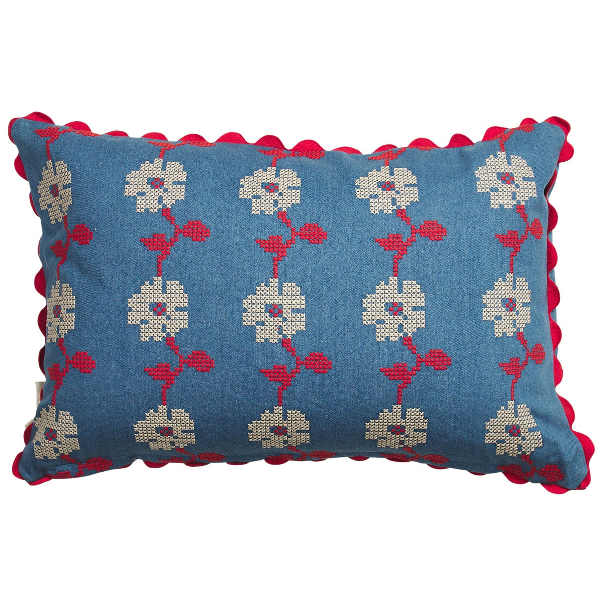 Sage X Clare - Anneliese Reversible Denim Cushion - Poppy