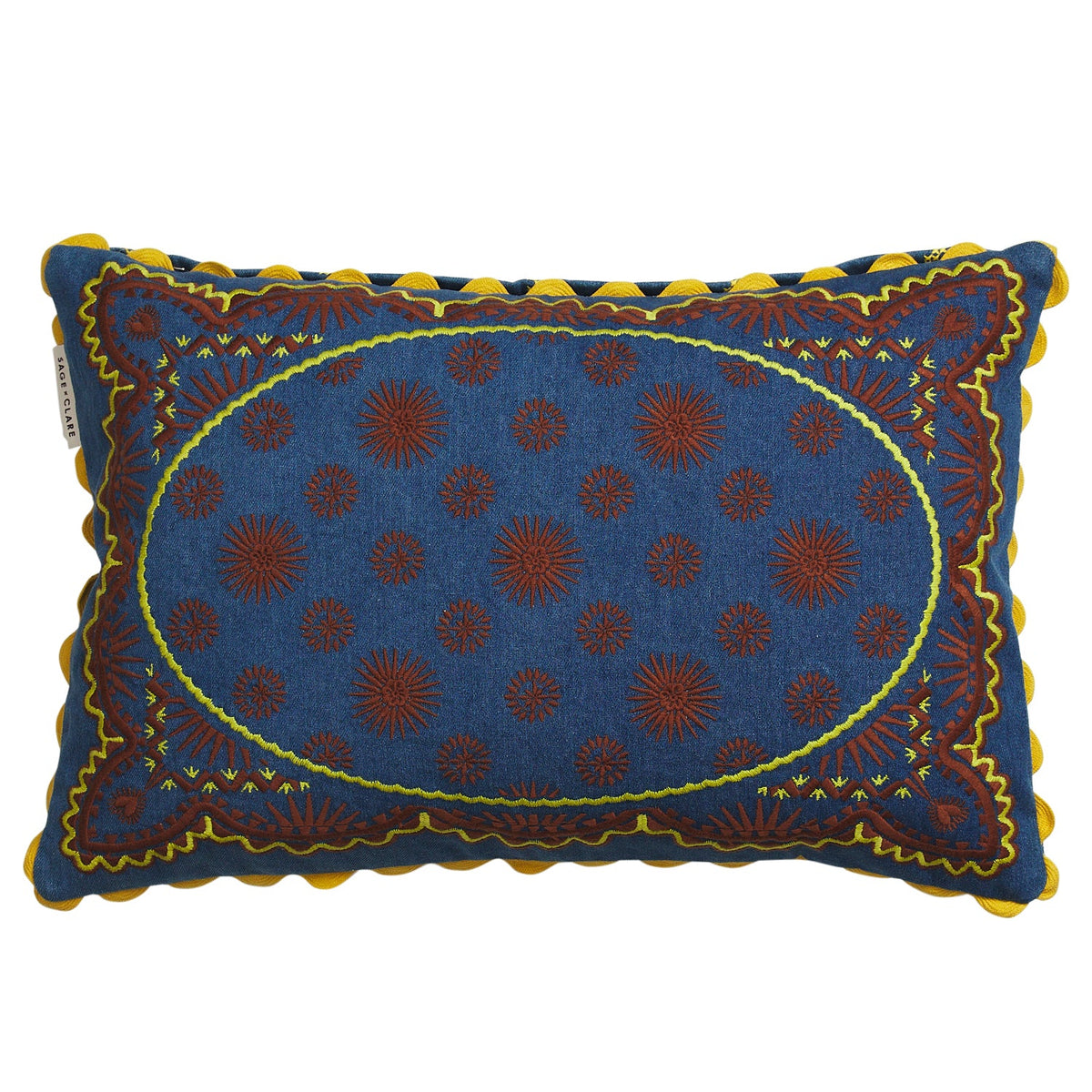 Sage X Clare - Anneliese Reversible Denim Cushion - Peridot