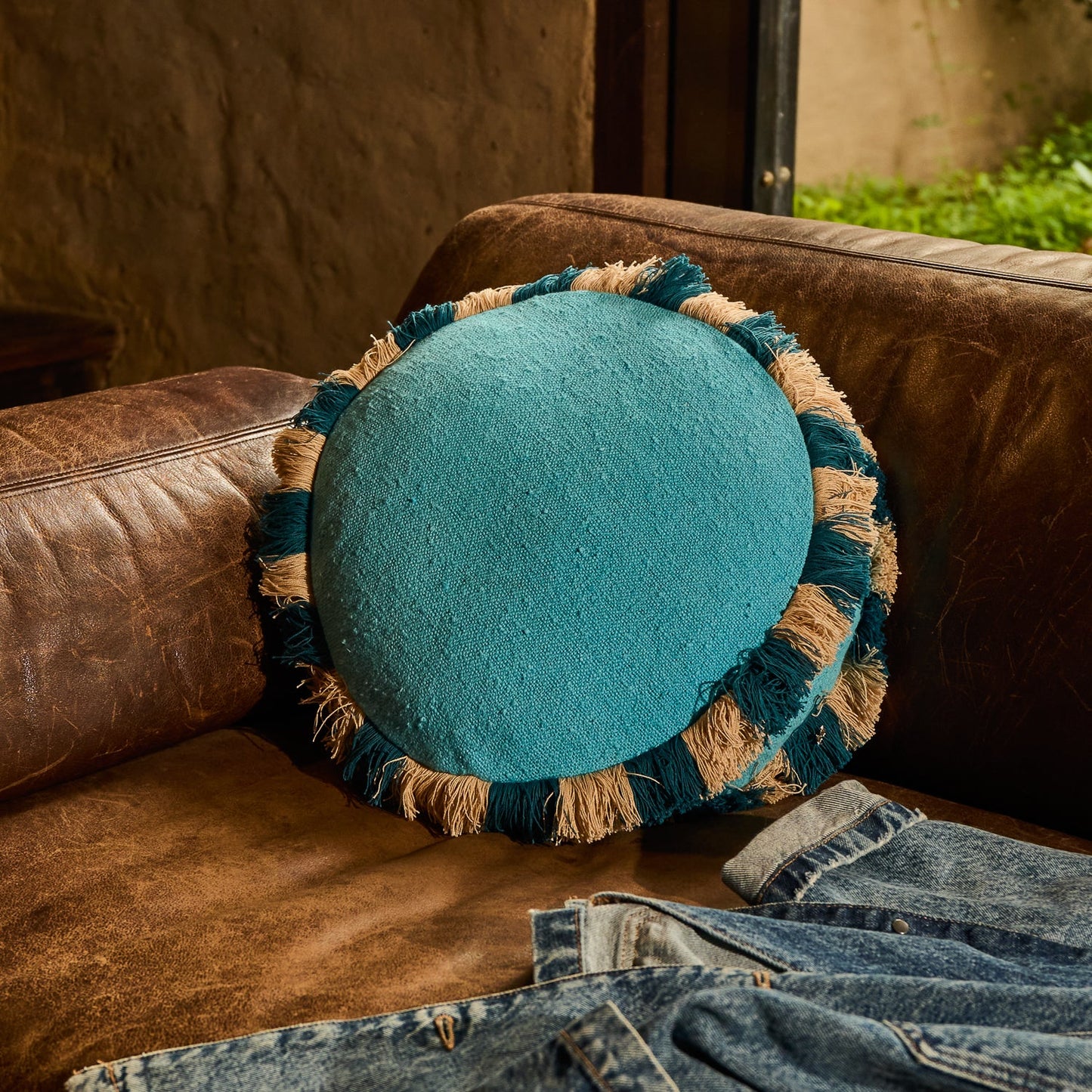 Sage X Clare - Reese Round Cushion - Turquoise
