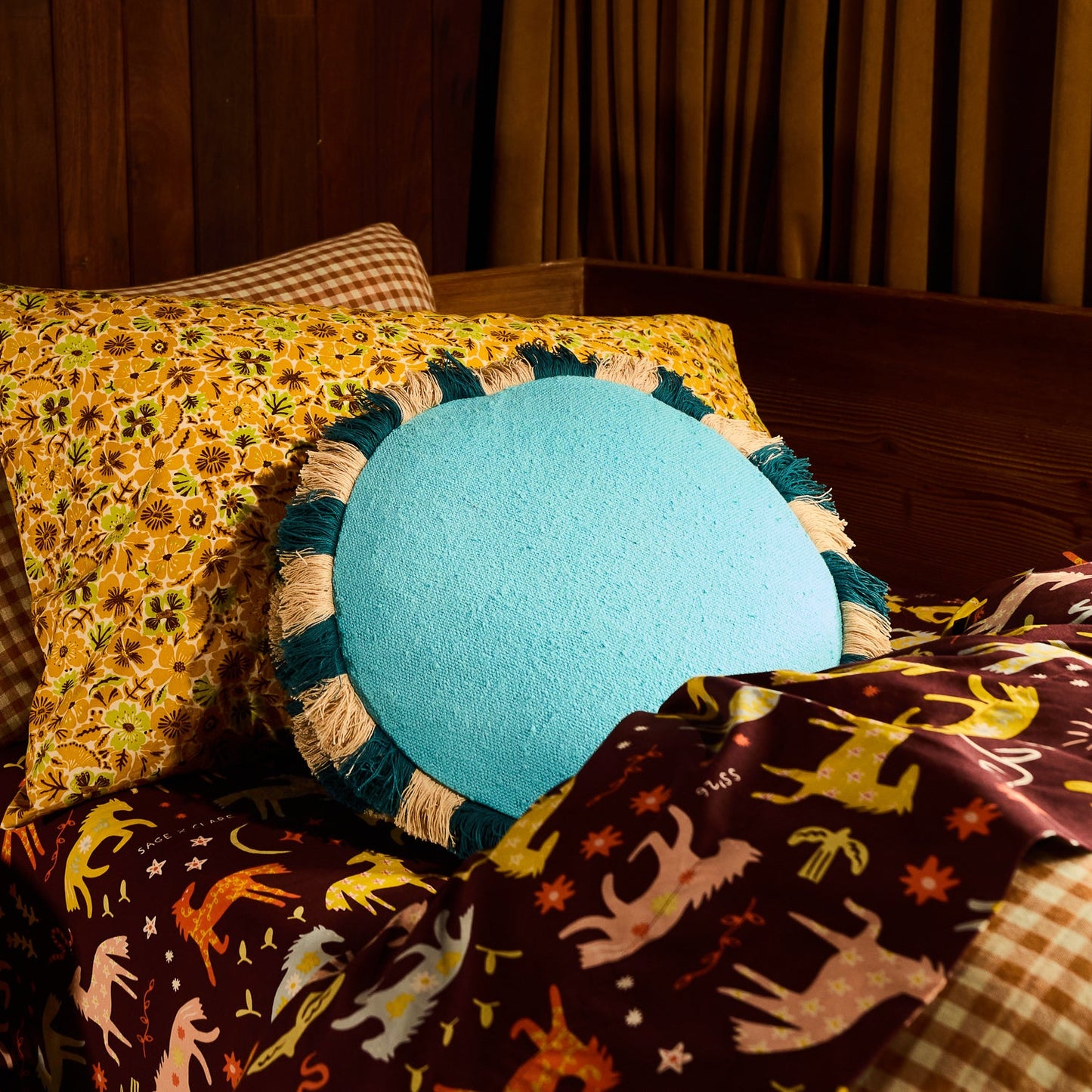 Sage X Clare - Reese Round Cushion - Turquoise