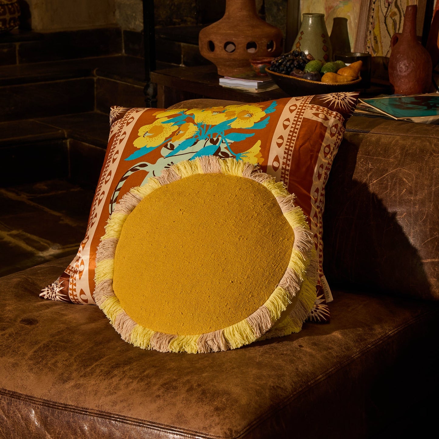 Sage X Clare - Reese Round Cushion - Ochre