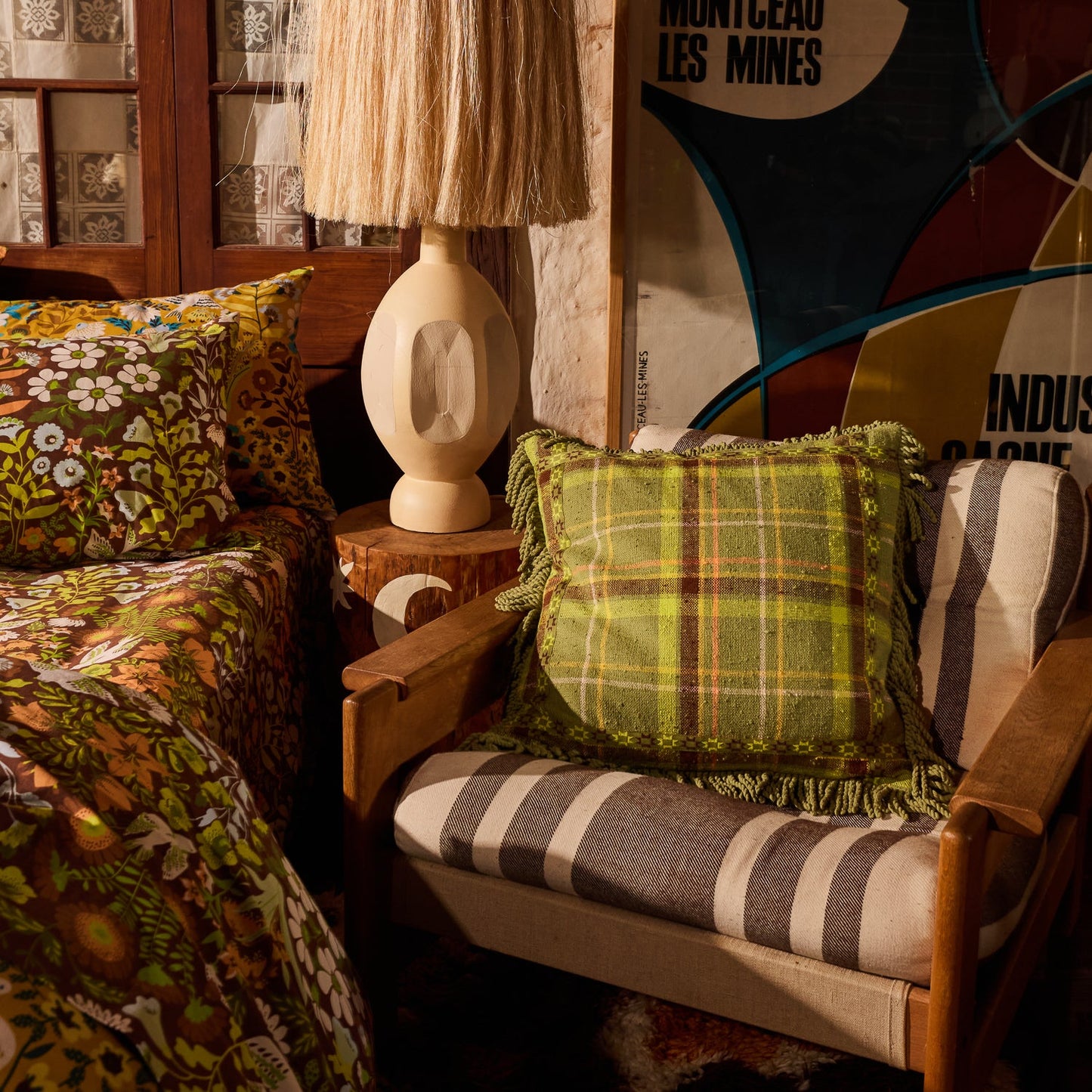 Sage X Clare - Frances Woven Cushion - Moss