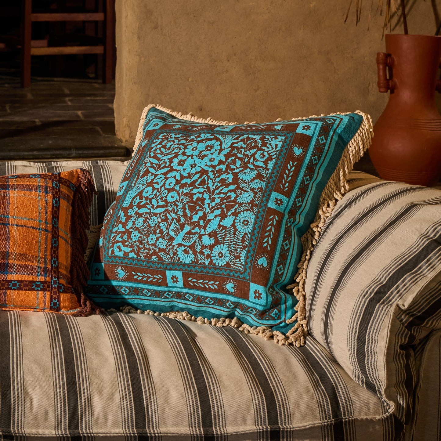 Sage X Clare - Odessa Reversible Cushion - Turquoise