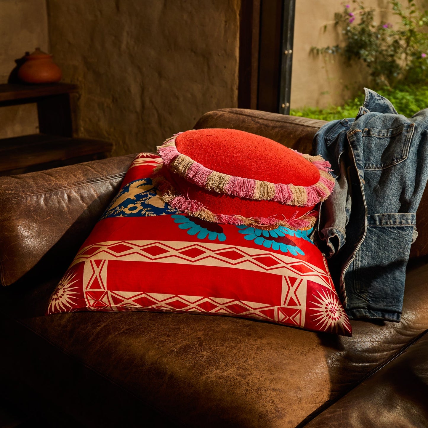 Sage X Clare - Cleo Cushion - Poppy