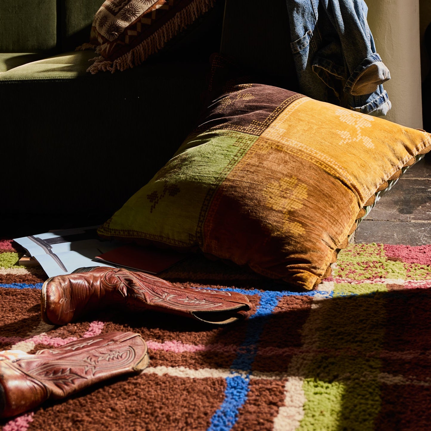 Sage X Clare - Bonny Reversible Velvet Cushion - Tigers Eye