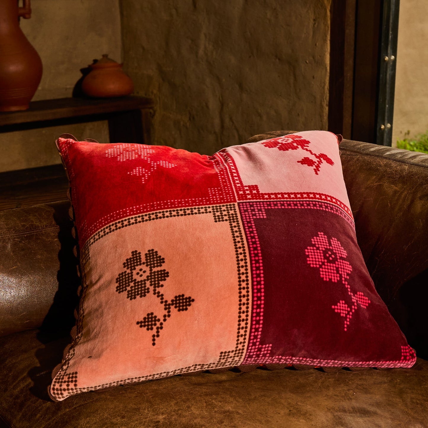 Sage X Clare - Bonny Reversible Velvet Cushion - Sienna