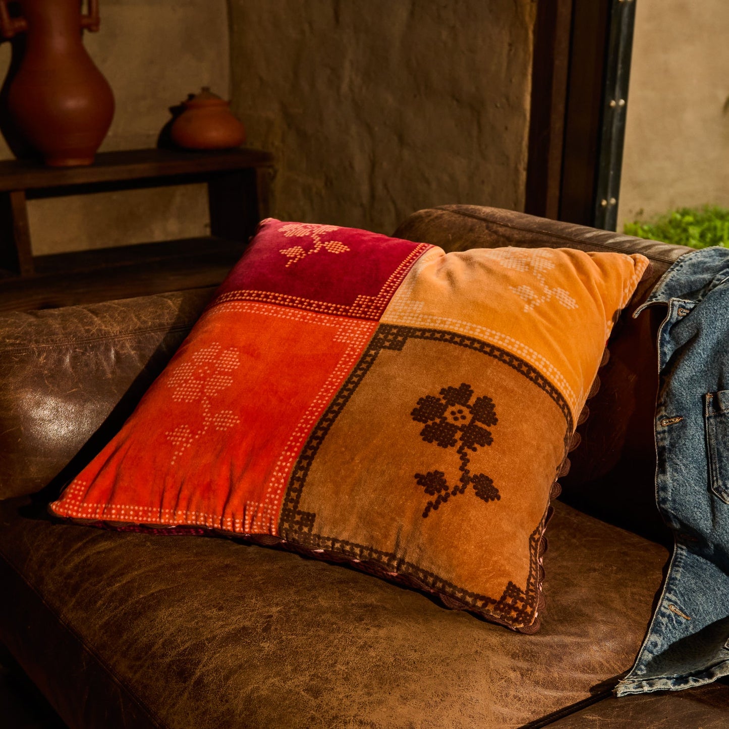 Sage X Clare - Bonny Reversible Velvet Cushion - Sienna
