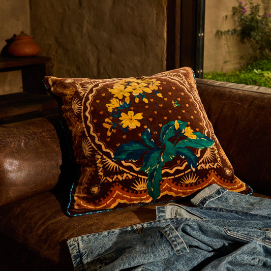 Sage X Clare - Marnie Velvet Cushion - Umber