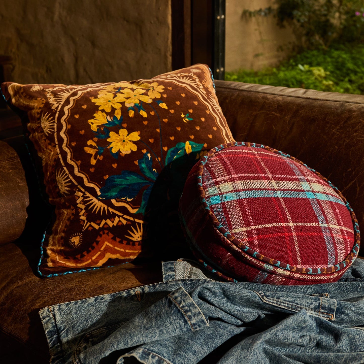 Sage X Clare - Marnie Velvet Cushion - Umber