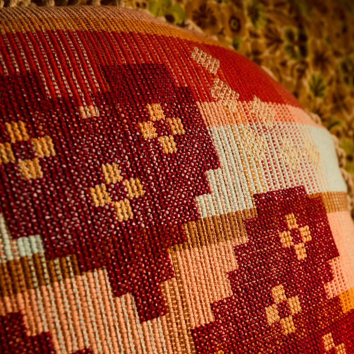 Sage X Clare - Shiloh Cross-Stitched Embroidered Cushion