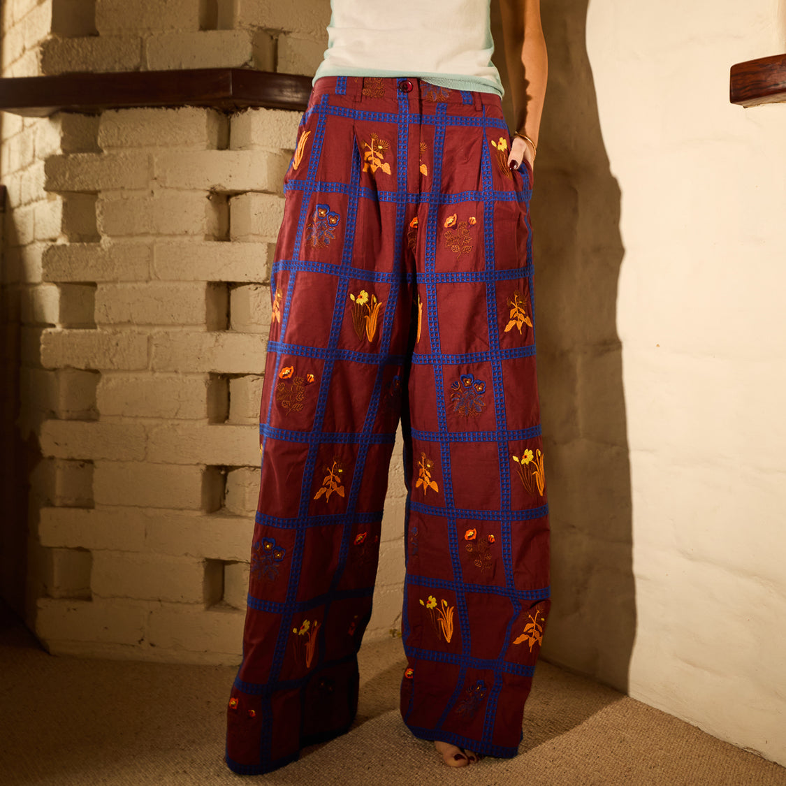 Sage X Clare - Florina Wide Leg Pant - Rosewood