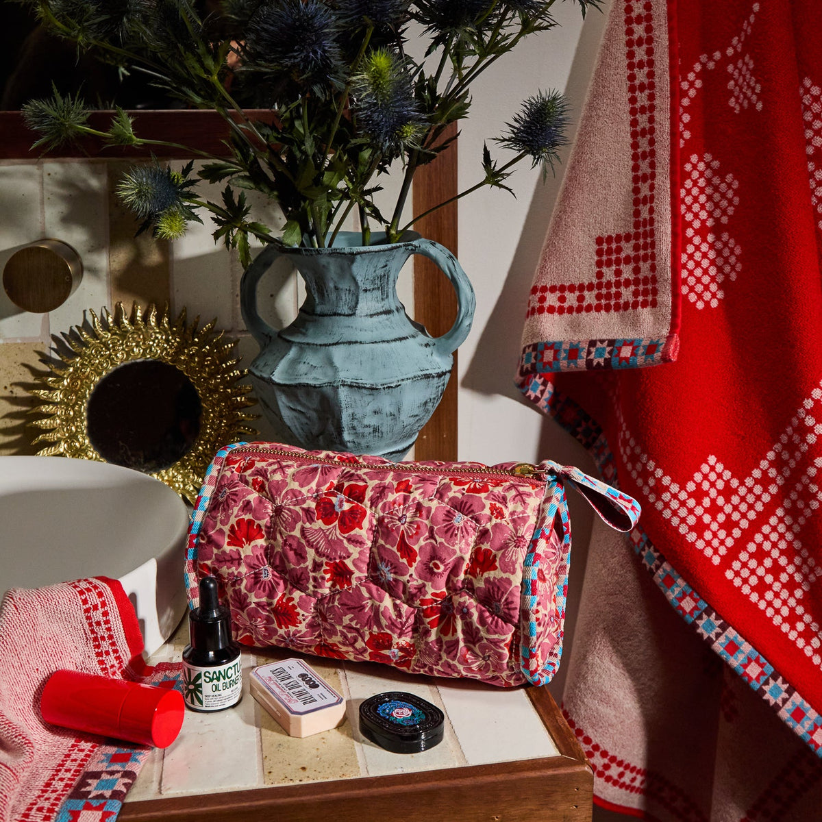 Sage X Clare - Magnolia Makeup Bag - Poppy
