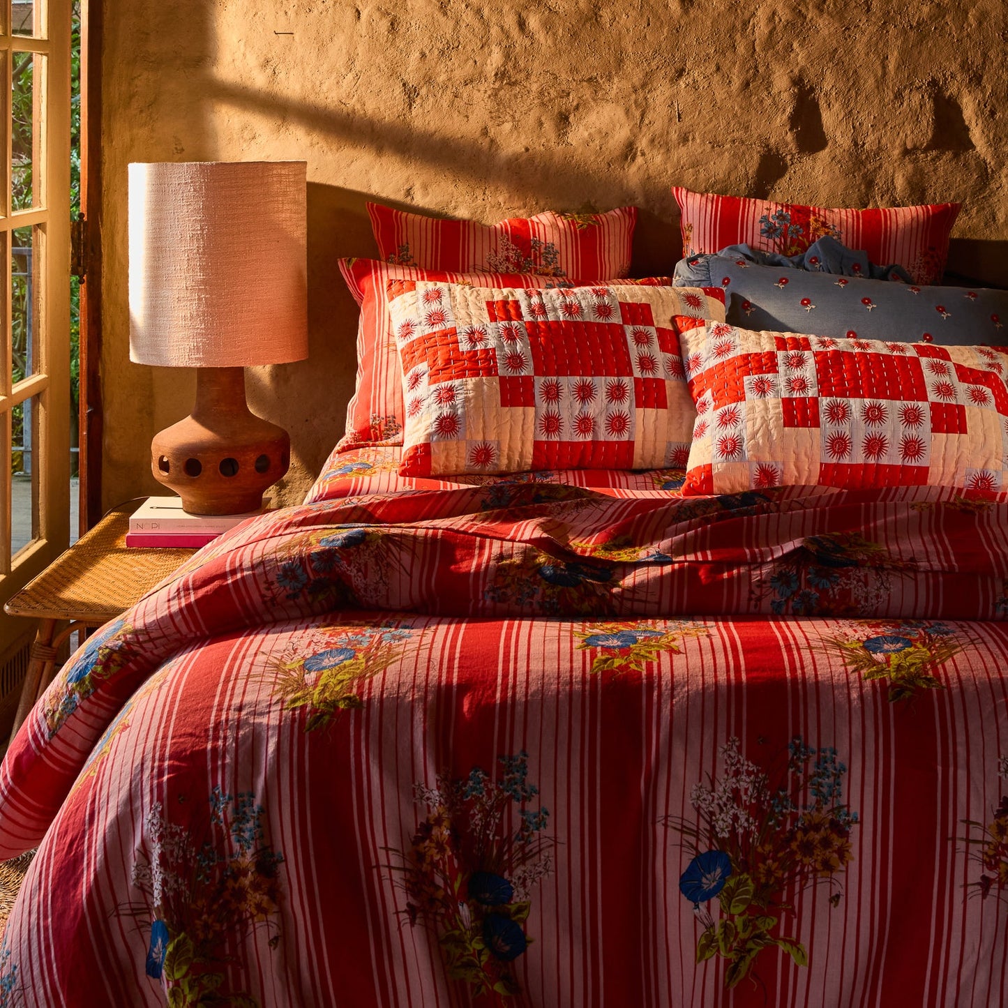 Sage X Clare - Dempsey Linen Euro Pillowcase Set - Poppy
