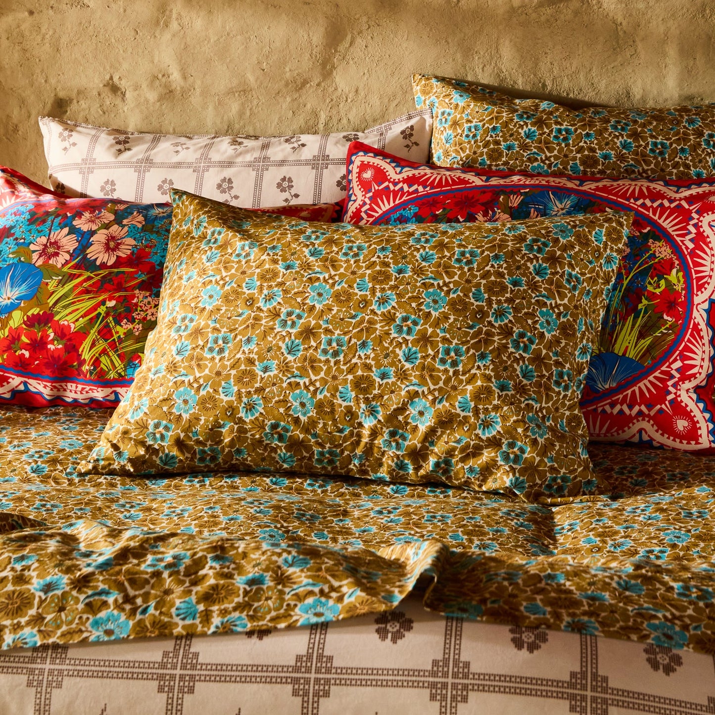 Sage X Clare - Magnolia Cotton Pillowcase Set - Turquoise