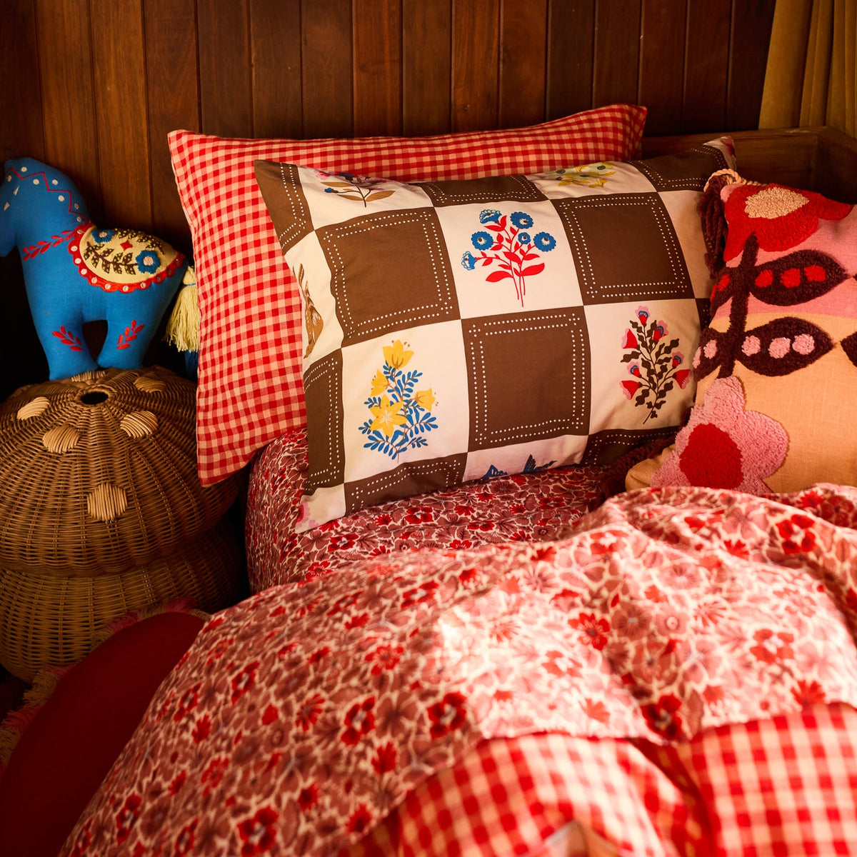 Sage X Clare - Otis Cotton Pillowcase Set - Poppy