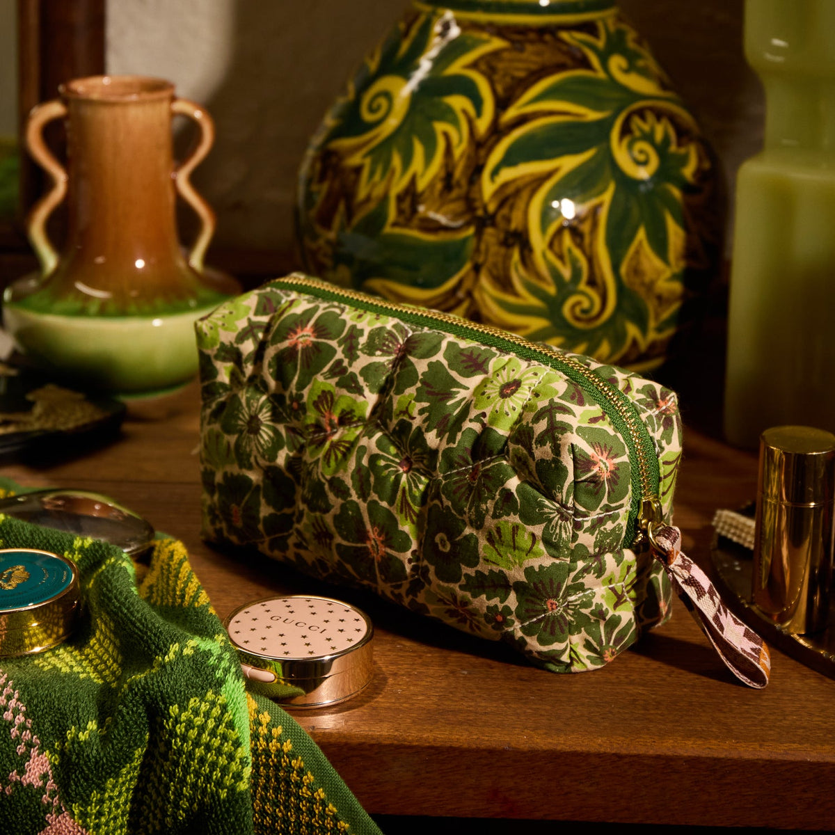 Sage X Clare - Magnolia Travel Pouch - Cactus Green