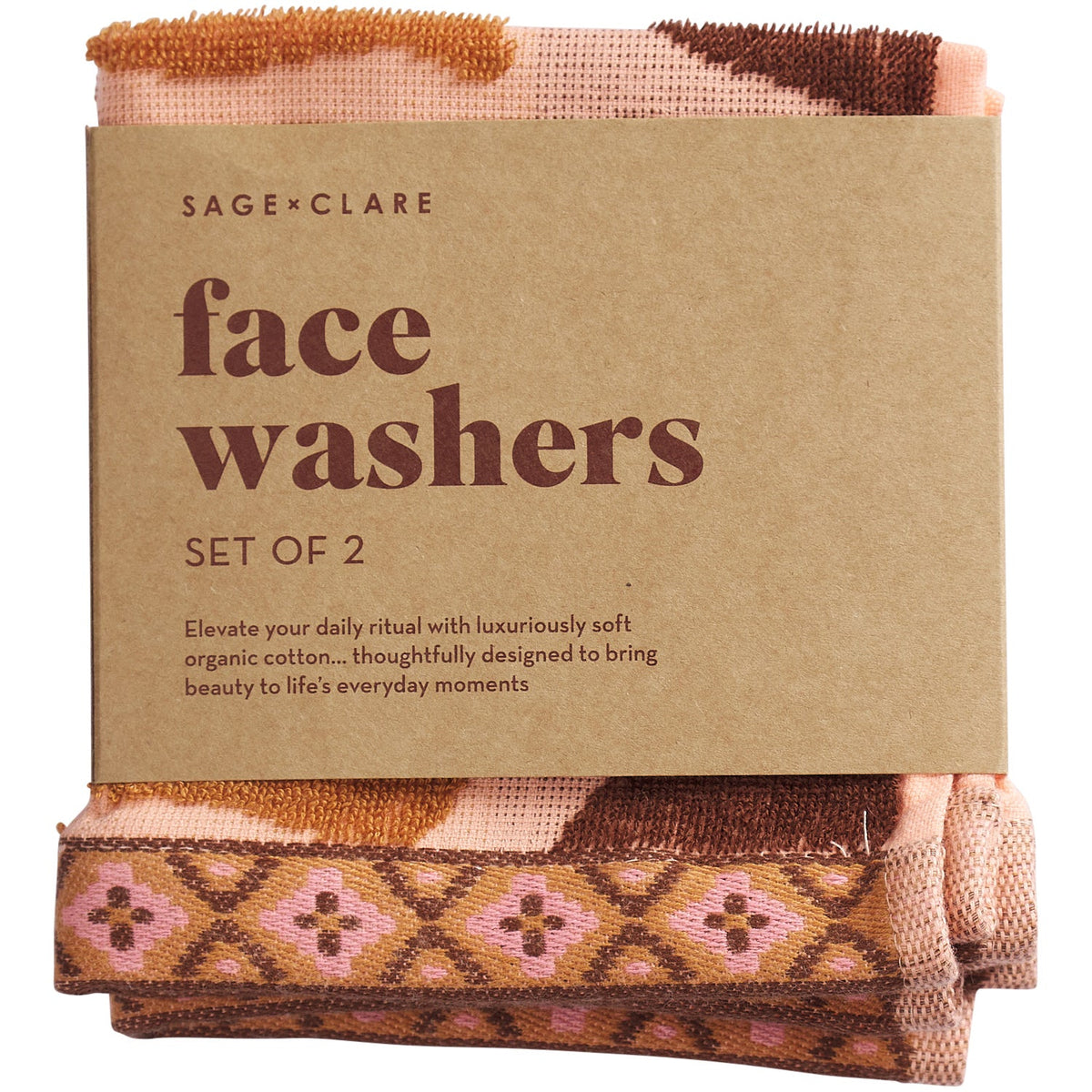 Sage X Clare - Jolene Face Washer Set - Carnelian