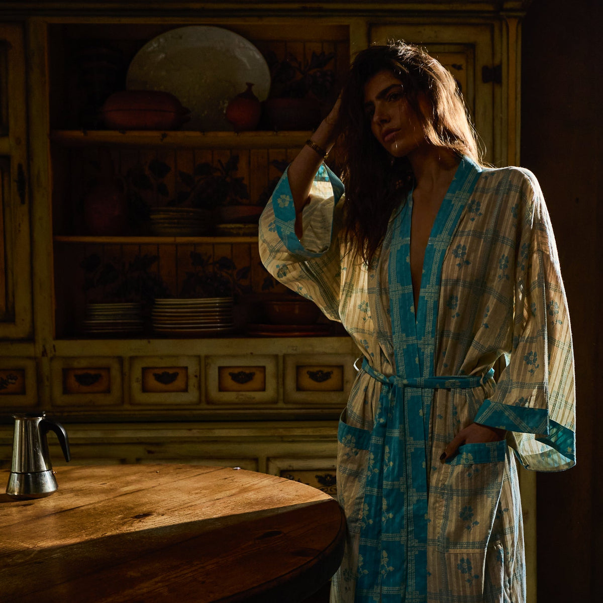 Sage X Clare - Bonny Cotton Robe - Turquoise