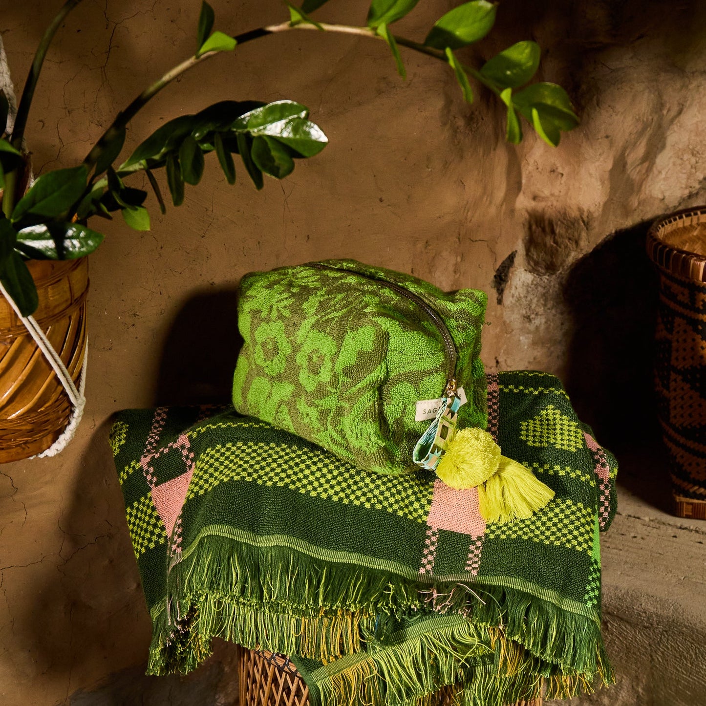 Sage X Clare - Indiana Terry Pouch - Cactus Green