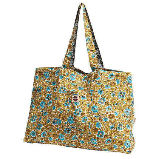 Sage X Clare - Magnolia Reversible Cotton Tote Bag - Turquoise