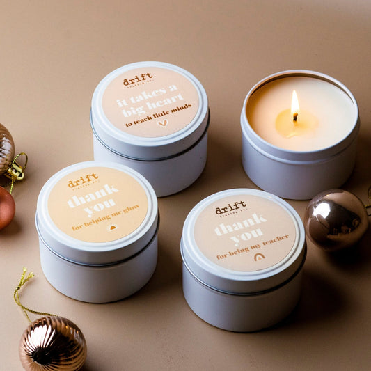 Drift - White Tin Candle - Quote Candles - Teacher & Christmas