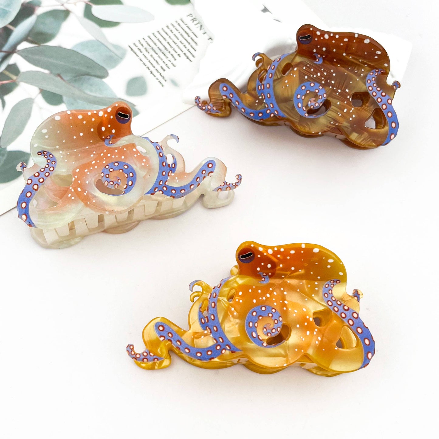 Diva - Blue Ring Octopus - Hair Claw Clips