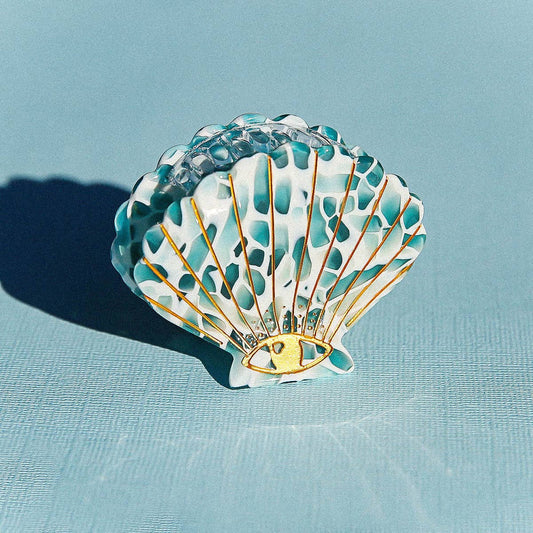 Kingston - Teal Terrazzo Shell Clip