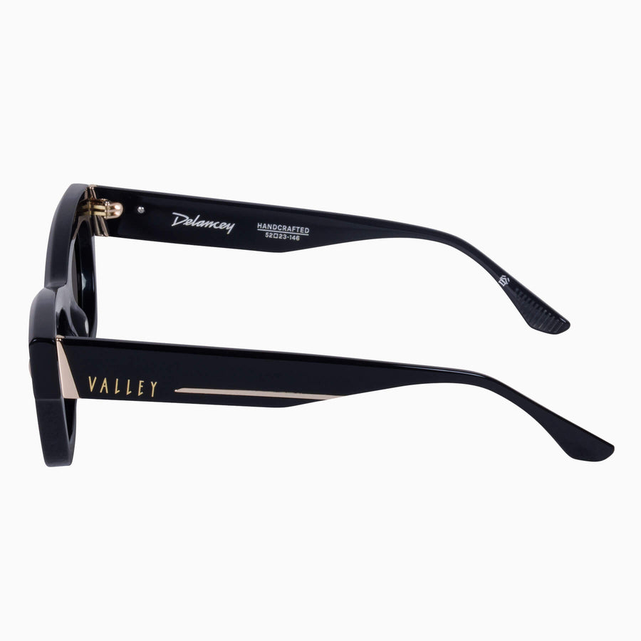 Valley Eyewear - Delancey - Gloss Black w. Gold Metal / Black Lens