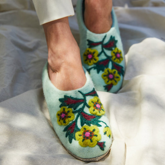 Sage X Clare - Marie Felt Slippers - Jade