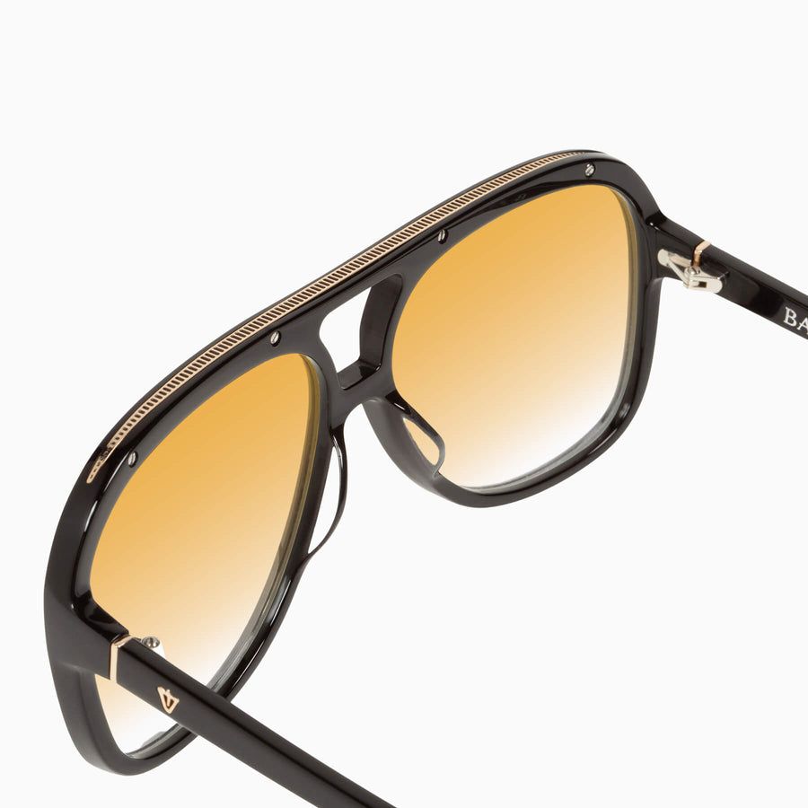 Valley Eyewear - Bang - Gloss Black w. Gold Metal / Orange Gradient Lens