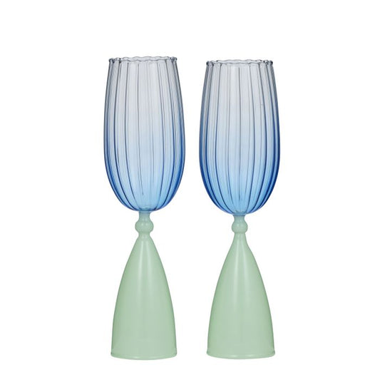 CTC - Lille Flute Glasses S/2 - Blue/Green