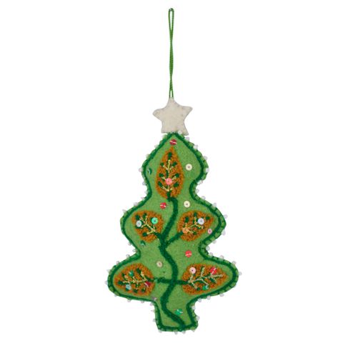 CTC - Green Embroided Felt Tree - Hanging Decoration