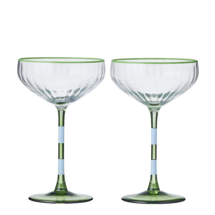 CTC - Lena Coupe Cocktail Glasses S/2 - Blue / Green