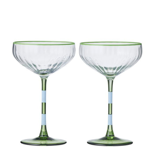 CTC - Lena Coupe Cocktail Glasses S/2 - Blue / Green