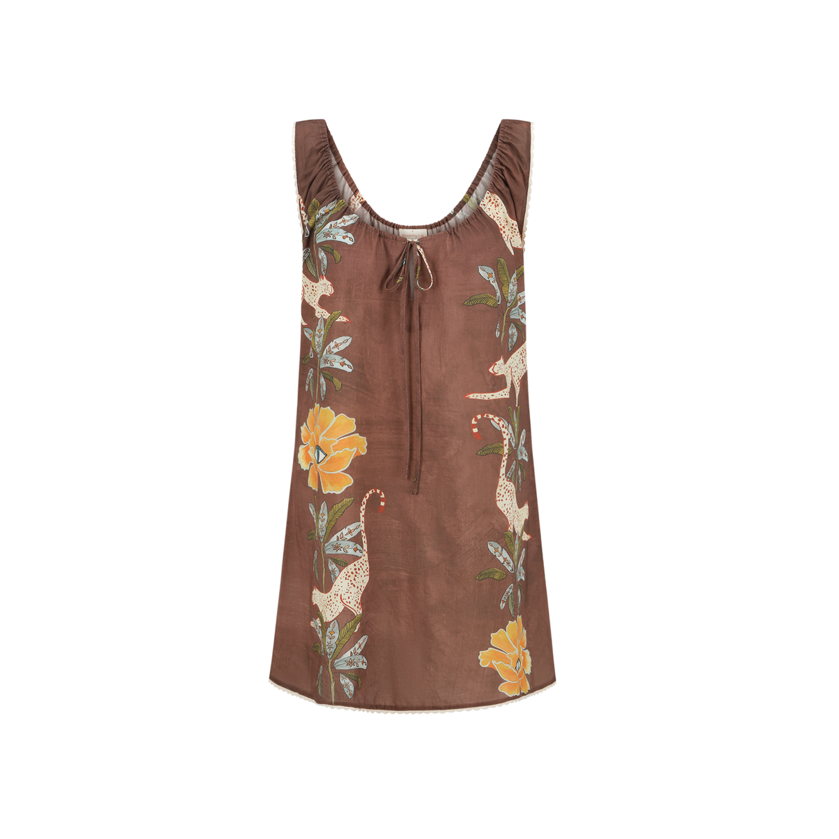 Wandering Folk - Eye of the Jungle Mini Dress - Dune