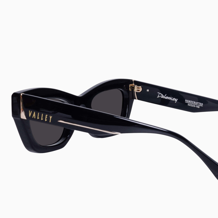 Valley Eyewear - Delancey - Gloss Black w. Gold Metal / Black Lens