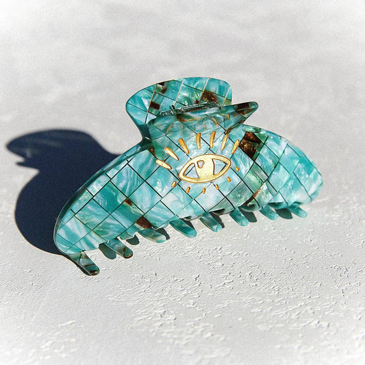Kingston - Hair Claw Teal Check
