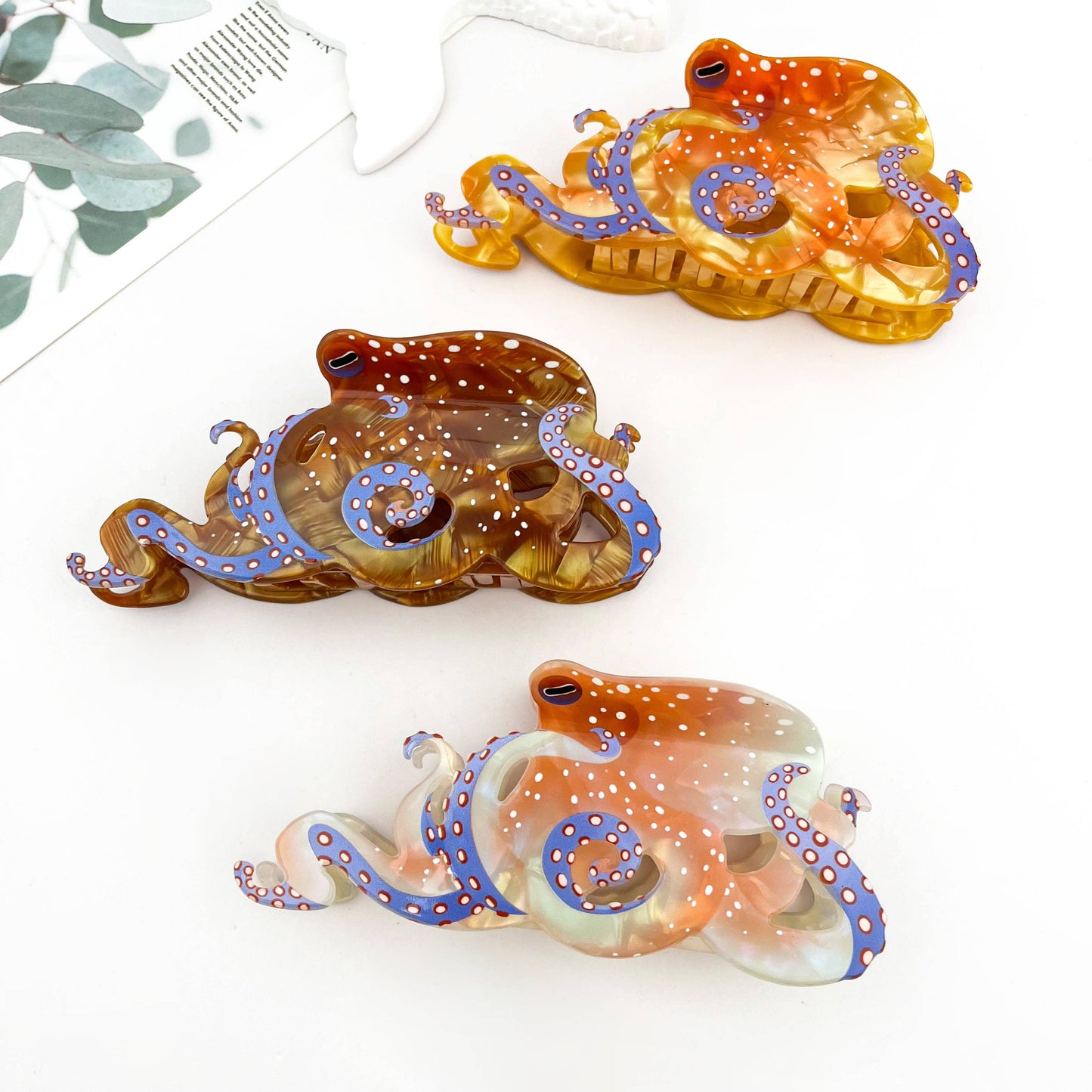 Diva - Blue Ring Octopus - Hair Claw Clips