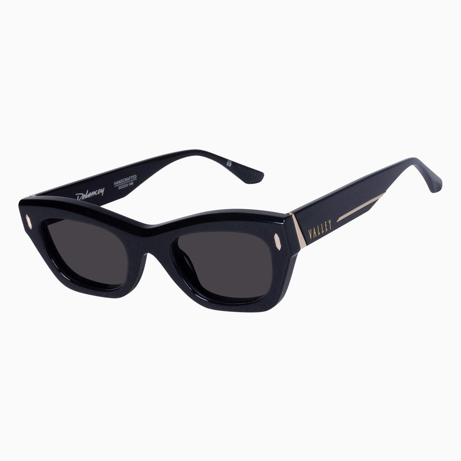 Valley Eyewear - Delancey - Gloss Black w. Gold Metal / Black Lens