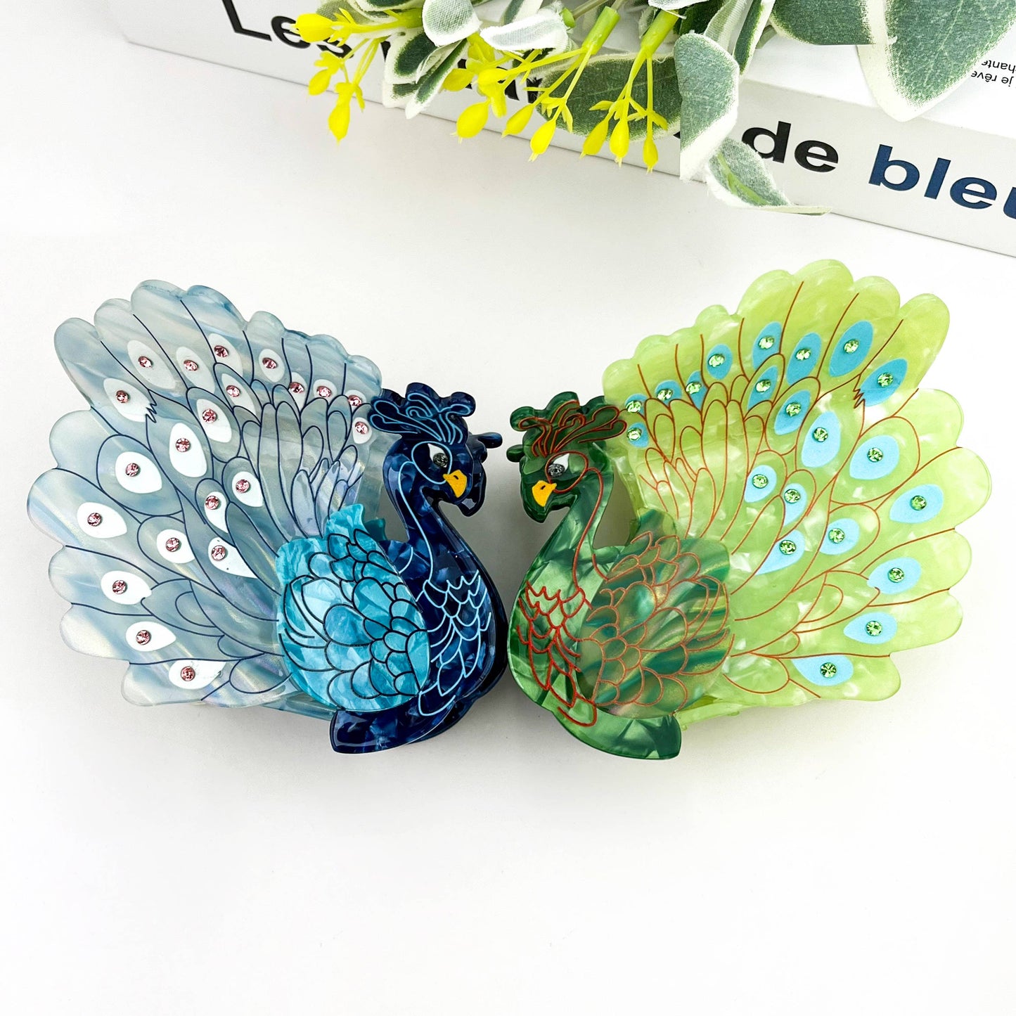 Diva - Peacock Hair Claw Clip - Green