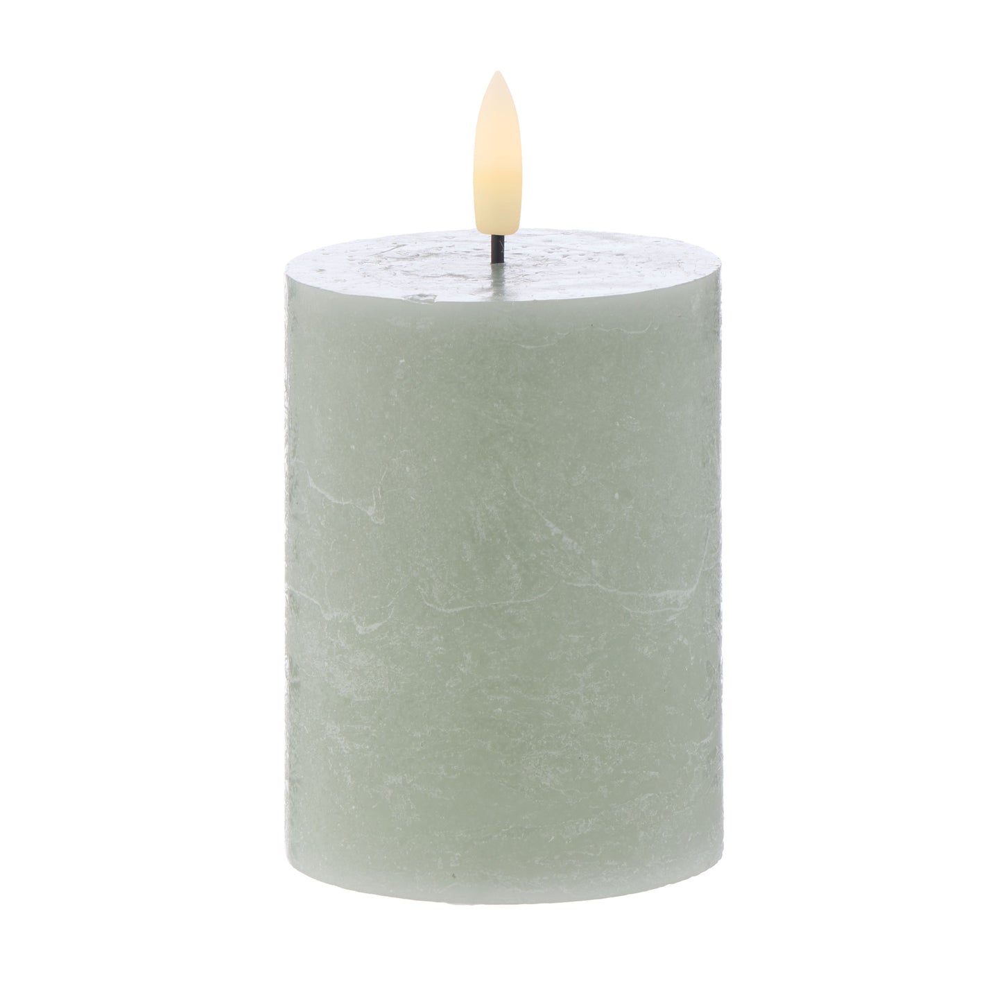 Amalfi - Hughe LED Flickering Pillar Candle - 10cm - Rustic Green