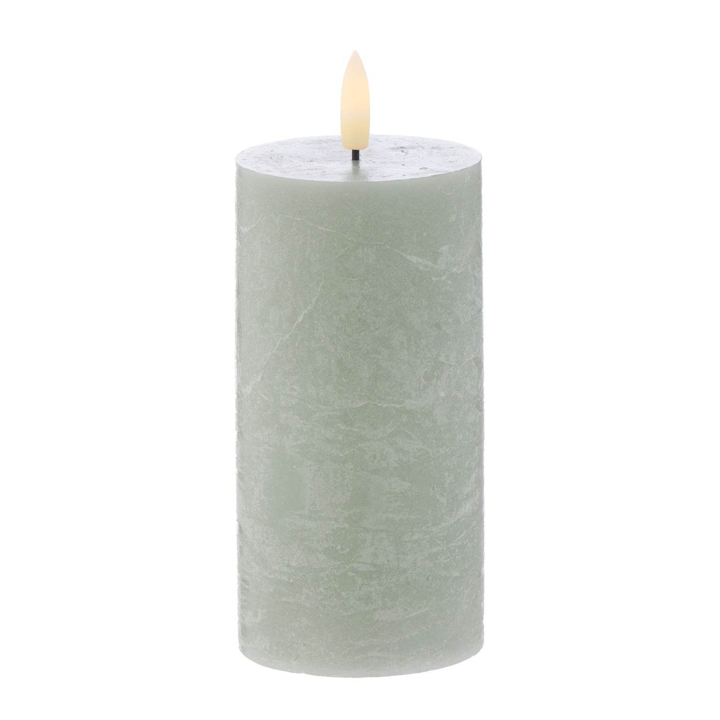 Amalfi - Hughe LED Flickering Pillar Candle - 15cm - Rustic Green