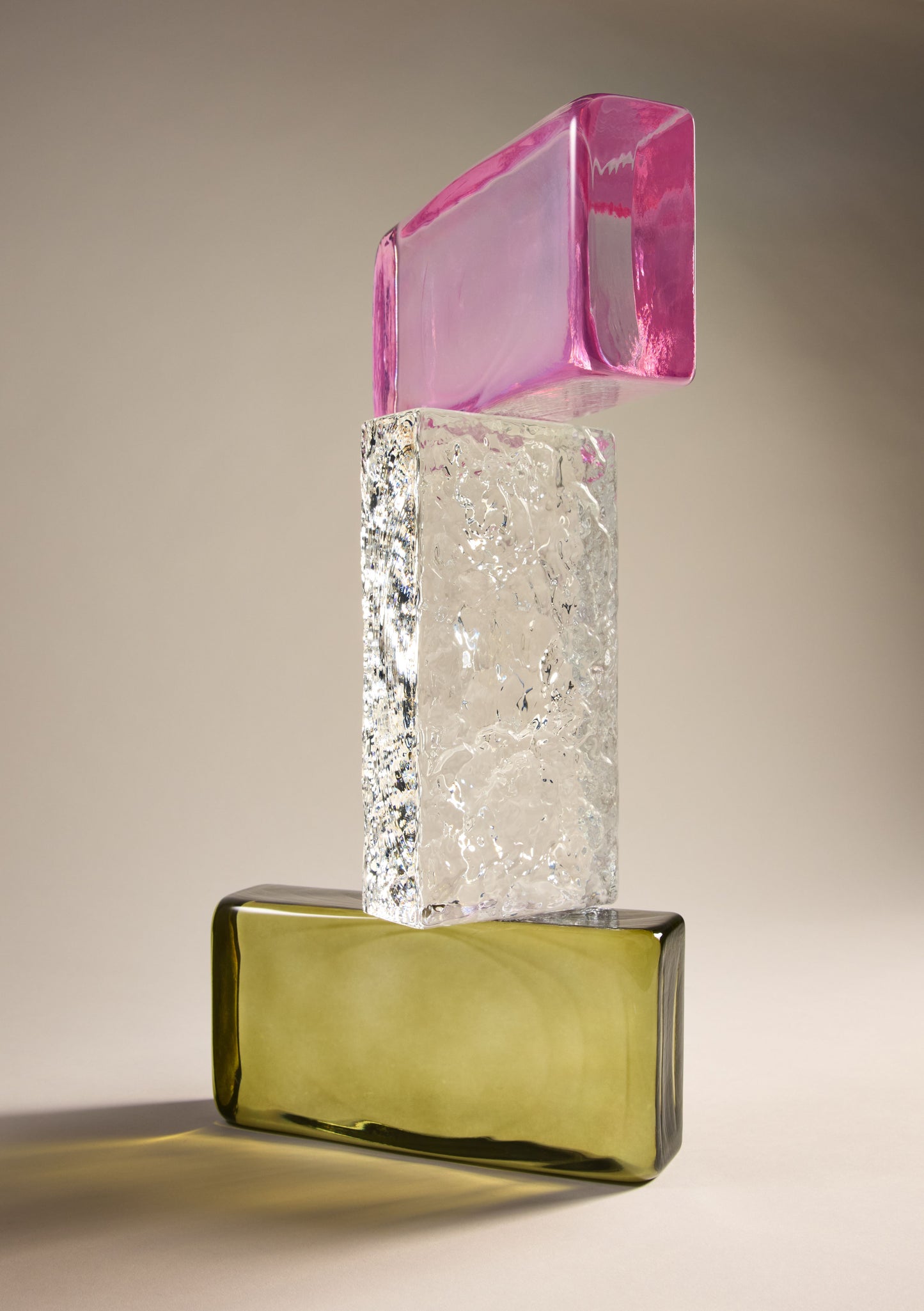 Amalfi - Bernard Glass Brick Sculpture - Pink