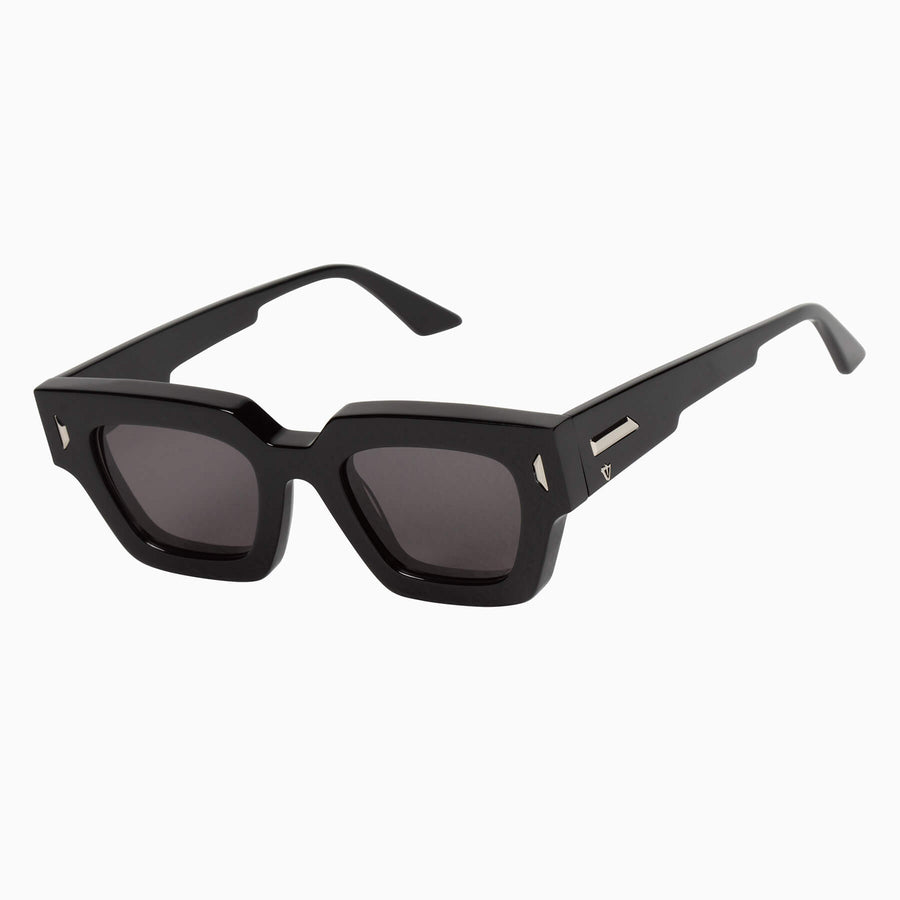 Valley Eyewear - Ghost - Gloss Black w. Silver Metal Trim / Black Lens