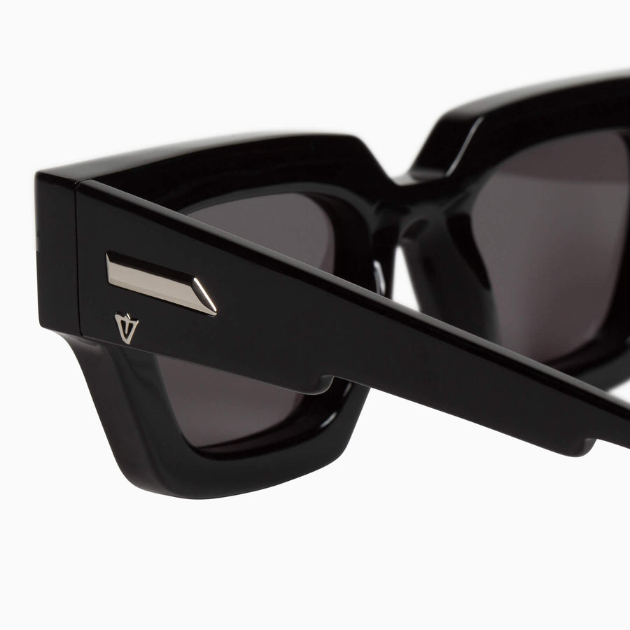 Valley Eyewear - Ghost - Gloss Black w. Silver Metal Trim / Black Lens